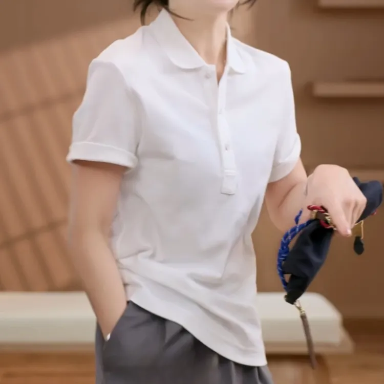"罗马假日" 夏季女款纯色简约气质POLO上衣LK2504162
