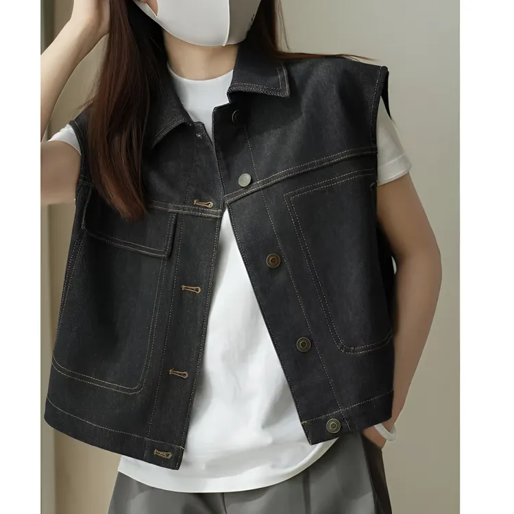 【不掉色】25春夏新款减龄百搭休闲宽松无袖牛仔上衣女【马夹】