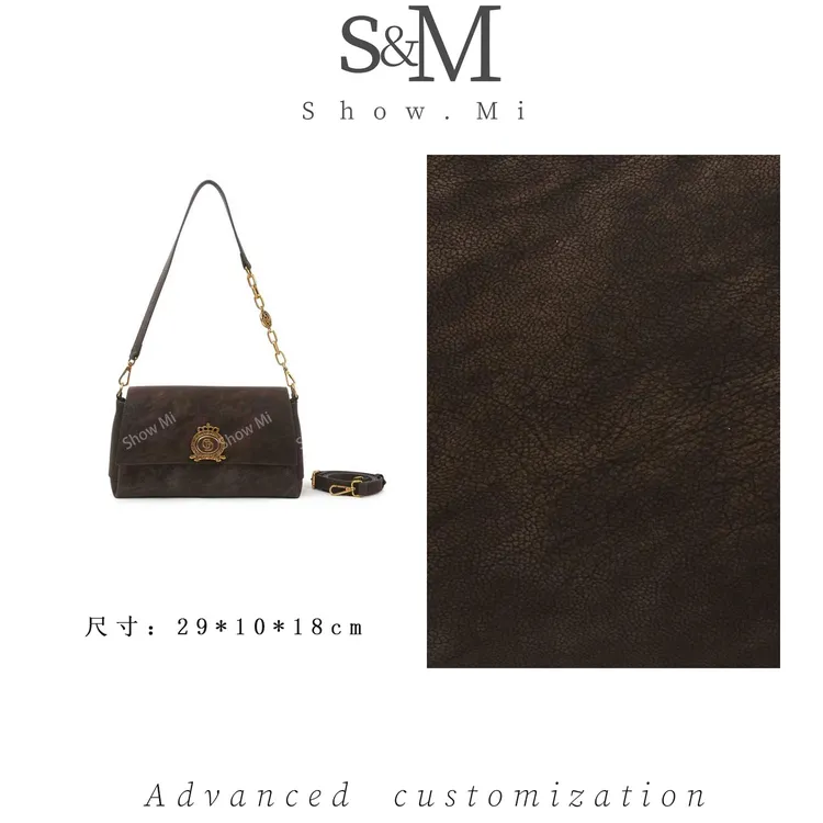 【ShowMi】BF-66667-咖啡色-轻奢小众时尚百搭女士包包牛皮腋下sm