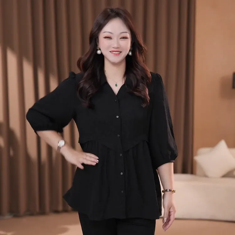 苏迷定制大码女装夏季新款百搭宽松遮肉显瘦优雅气质上衣250167