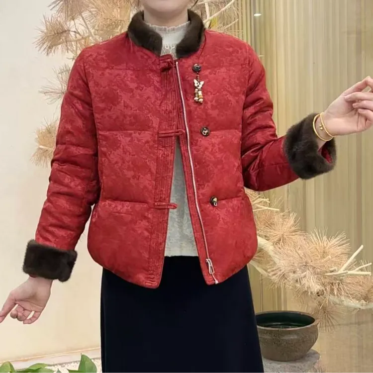 2025新款石墨烯云绒保暖国风百搭外套洋气新中式妈妈装棉服