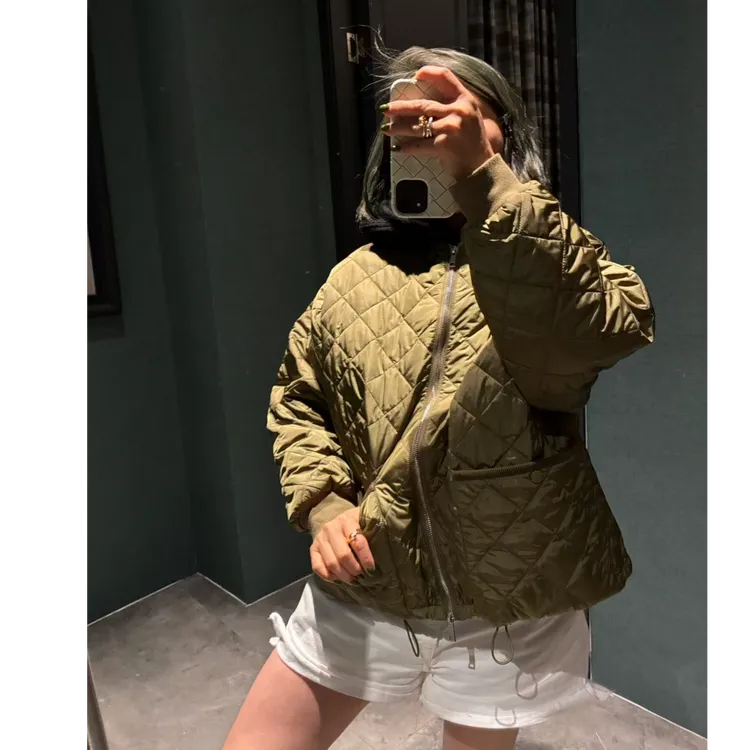 COCOLINDA | 拉达风 日系男女CP军绿色立体廓形拼接棉服外套C5230