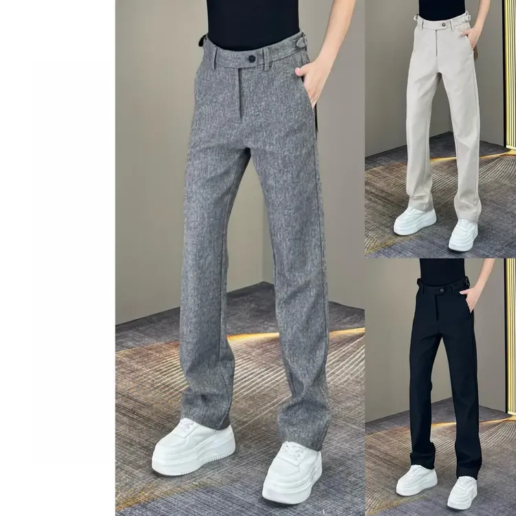 秋冬新款男士羊毛混纺商务休闲裤修身显瘦百搭长裤