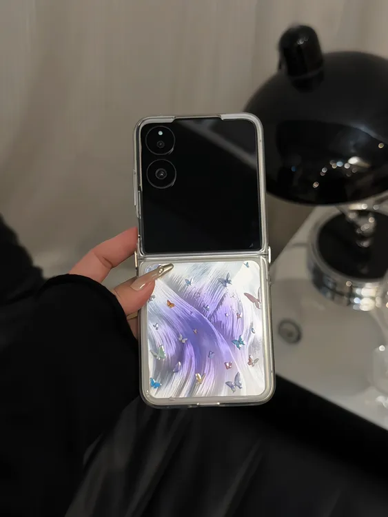 晕染蝴蝶适用华为pocket2手机壳vivo小米oppo折叠羽纱5三星zflip4