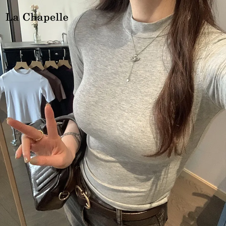 拉夏贝尔辣妹修身短袖T恤女2025春夏季洋气紧身显瘦半袖内搭上衣