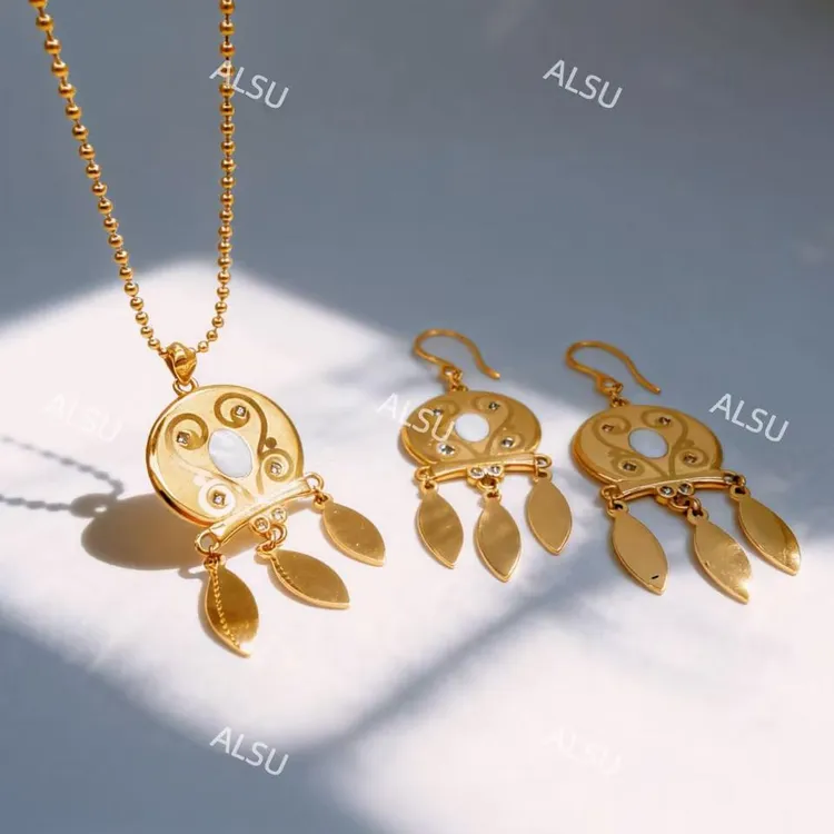 合金项链 ALSU原创民族风复古项链耳环两件套时尚气质原版|升级版