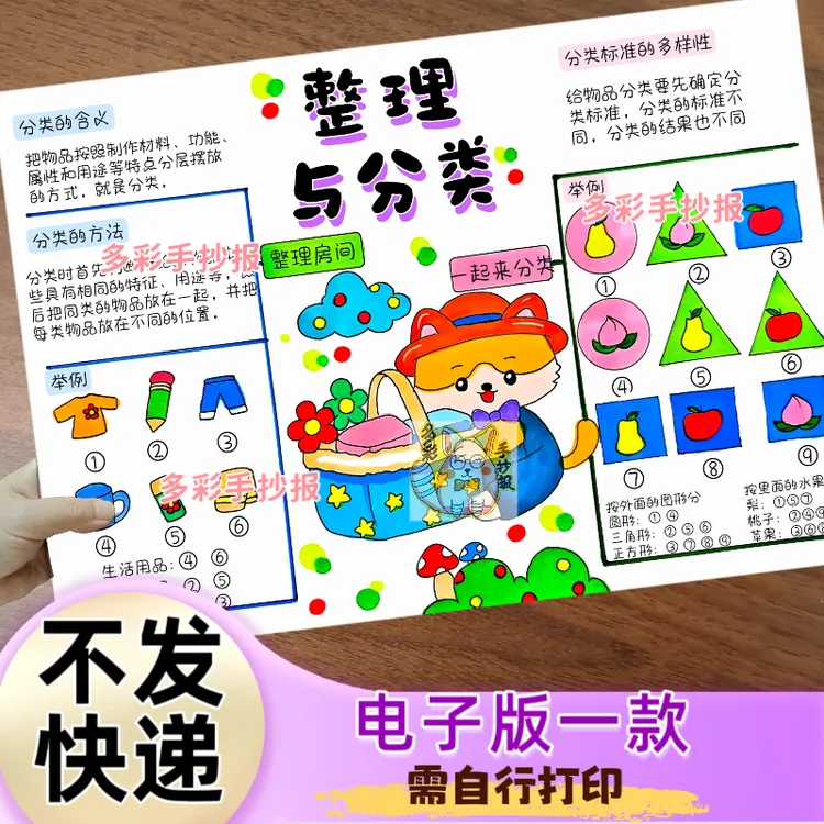 【BS1一113北师大版数学电子版】一上第三单元整理与分类思维导图