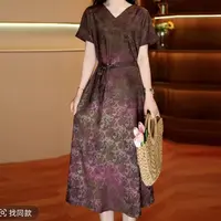 989（紫涵）高端订制连衣裙 休闲女士夏季复古宽松