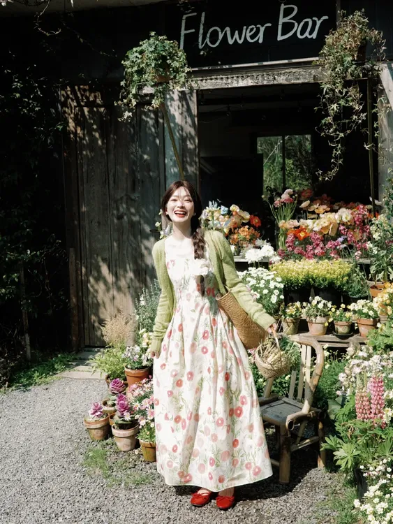 田园风茶歇碎花吊带裙女夏季新款软糯薄款针织开衫穿搭两件套装女