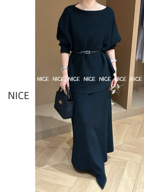 NICE【深邃序章】慵懒气质针织轻熟显瘦时尚气质套装