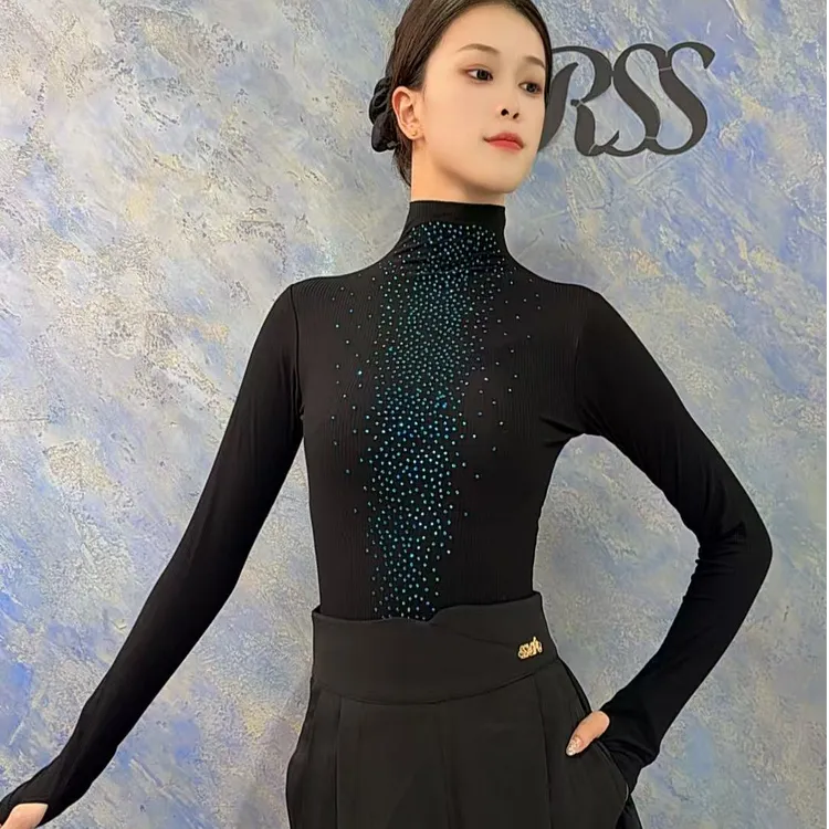 YRSS舞服♥新款彩钻满天星摩登拉丁上衣（无胸垫）