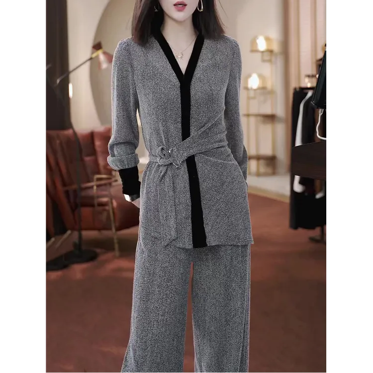 高级感时尚休闲套装女2025秋季新款韩版洋气宽松显瘦衬衫+长裤