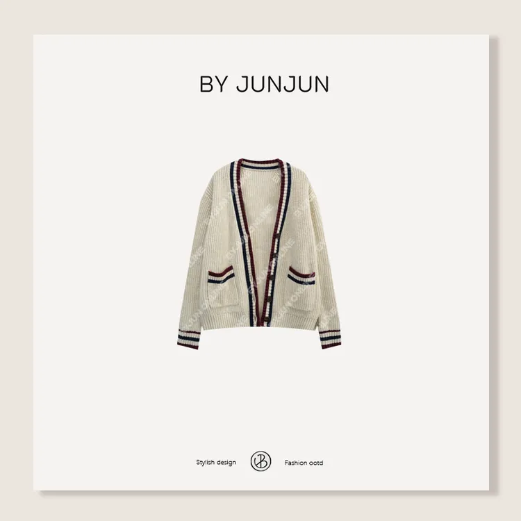 ByJunjun2025冬季新品显瘦保暖针织外套缪系学院针织开衫
