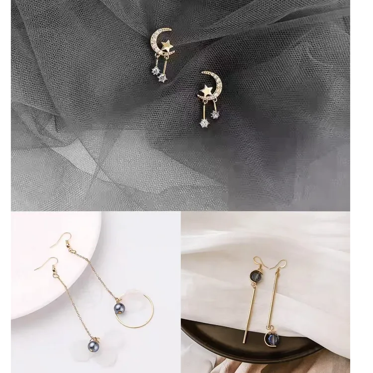 合金玻璃耳饰 个性长款气质耳饰（拍一发三）