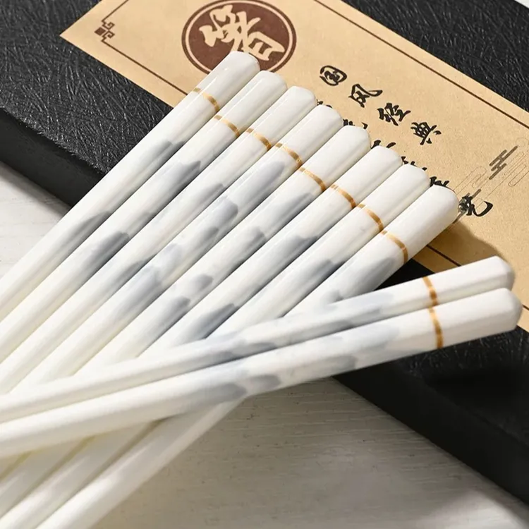 【景融官方正品】千里江山陶瓷筷10双景德镇陶瓷筷子耐高温防滑防霉
