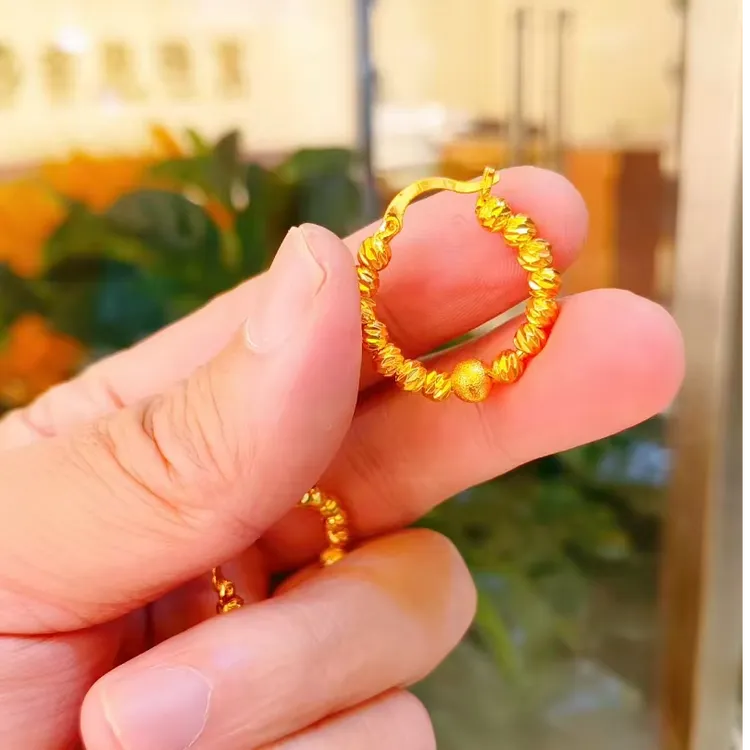 铜合金耳饰  نەپىس ھالقا 素款金色古法金耳环