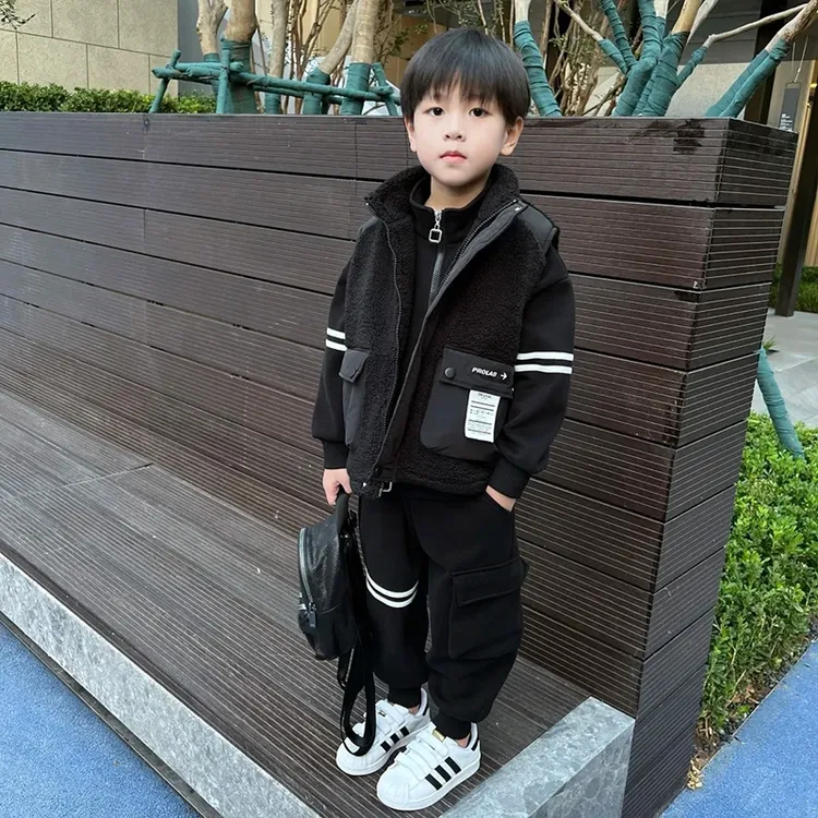 儿童套装秋冬冬季韩版加绒加厚男孩帅气时尚休闲洋气男童中小童潮