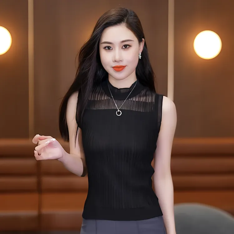 无袖打底内搭秋季新款女小衫时髦高端上档次出游服装女毛衣背心
