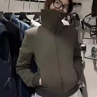 番茄妹妹Tomatosister 韩版立领拉链修身收腰显瘦百搭开衫外套女
