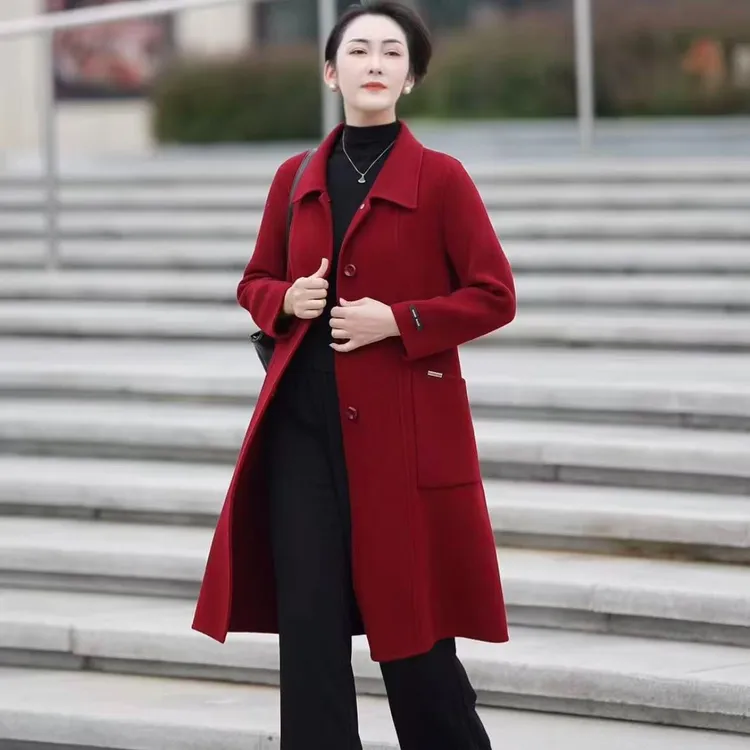 Xuanzi/萱兹中长款【100%纯羊毛】双面羊毛大衣韩版高端气质百搭TT