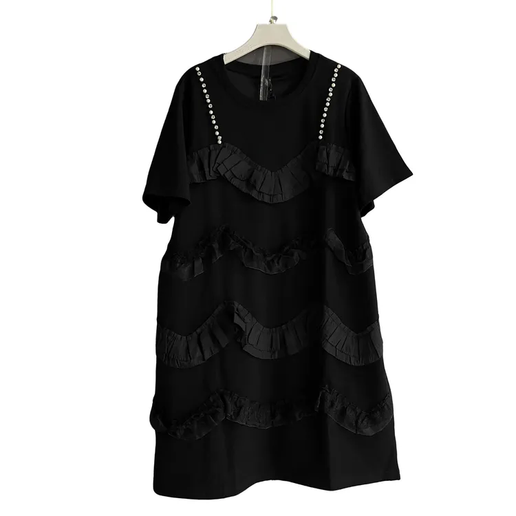 夏季新款拼接设计感显瘦遮肉洋气宽松女连衣裙