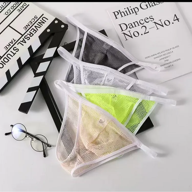 男士时尚网纱低腰三角内裤2条装