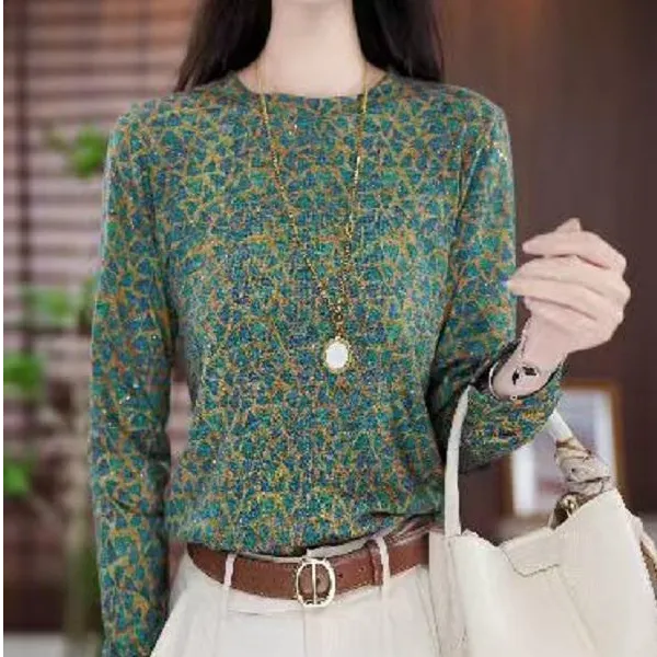 【洒银亮片】时尚套头字母长袖绒衫气质秋冬宽松打底衫百搭印花W515