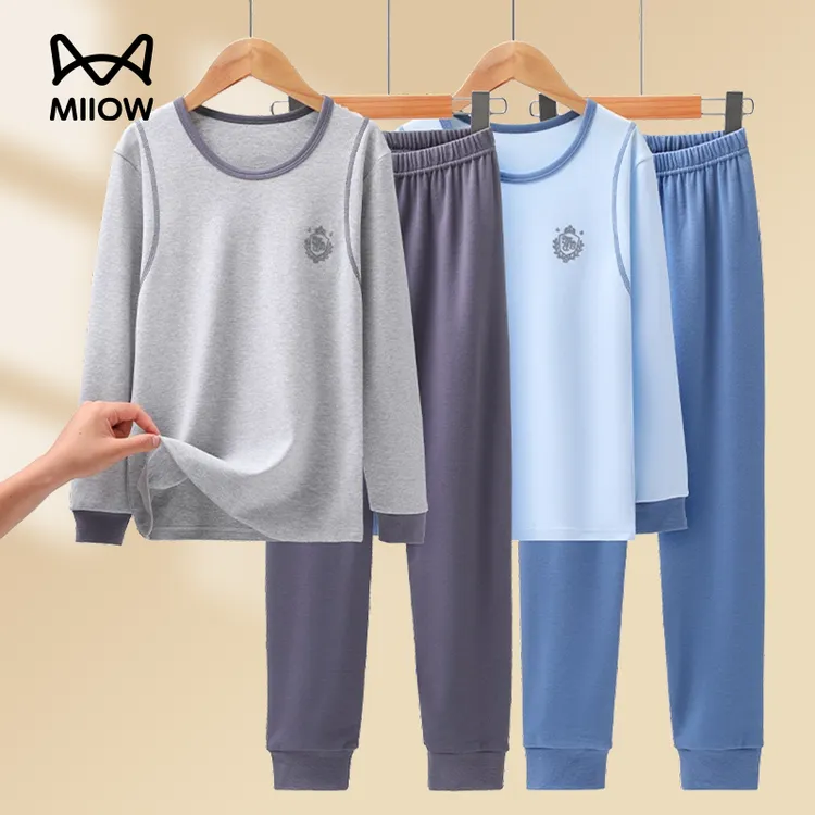 猫人纯棉儿童秋衣秋裤春秋中学生棉毛衫男孩睡衣男童保暖内衣套装