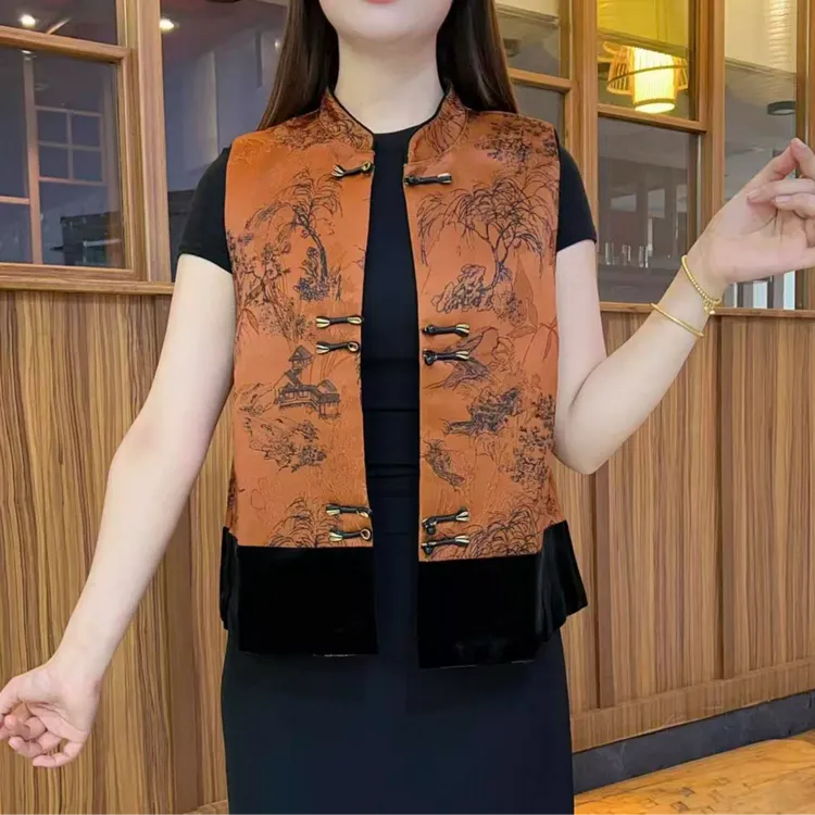 新中式马夹洋气秋装马甲外穿高端中老年春秋款外套女2025新款