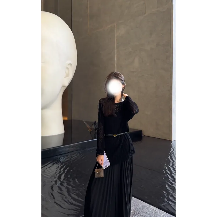 parkyeon设计感镂空罩衫上衣内搭吊带背心女气质高腰半身裙套装