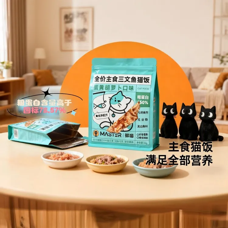 为喵星人定制【主食级猫饭】“真三文鱼+蛋黄配方”亮毛发腮~营养均衡