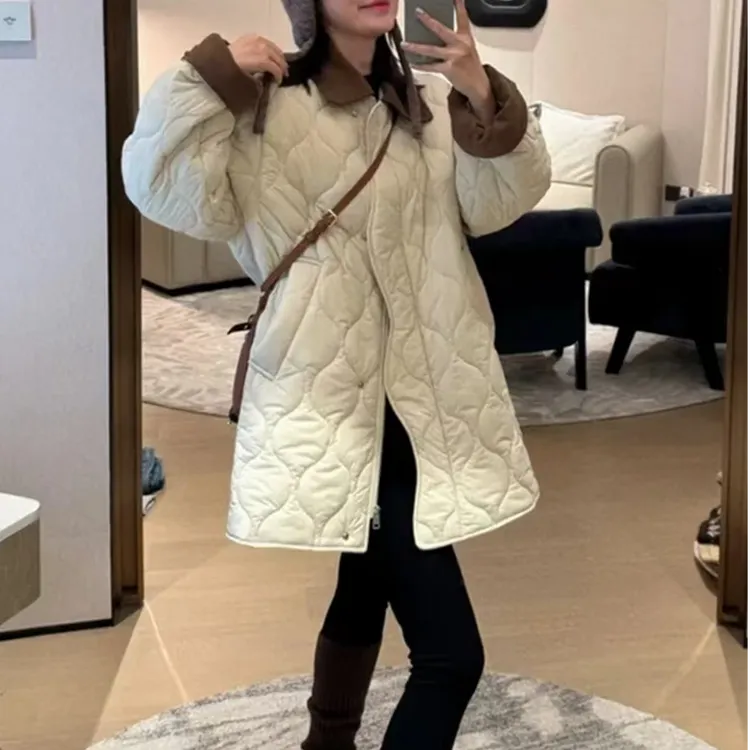 拼接立领常规款纯色常规暖系棉服时尚棉服保暖百搭网红秋冬通勤风