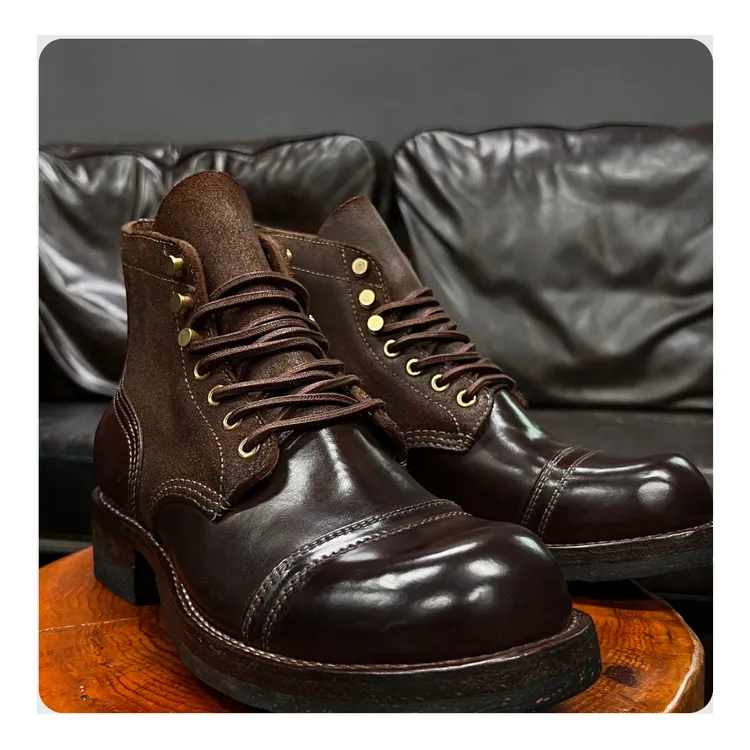 8111马臀皮纯手工重水洗做旧美式复古工装鞋靴