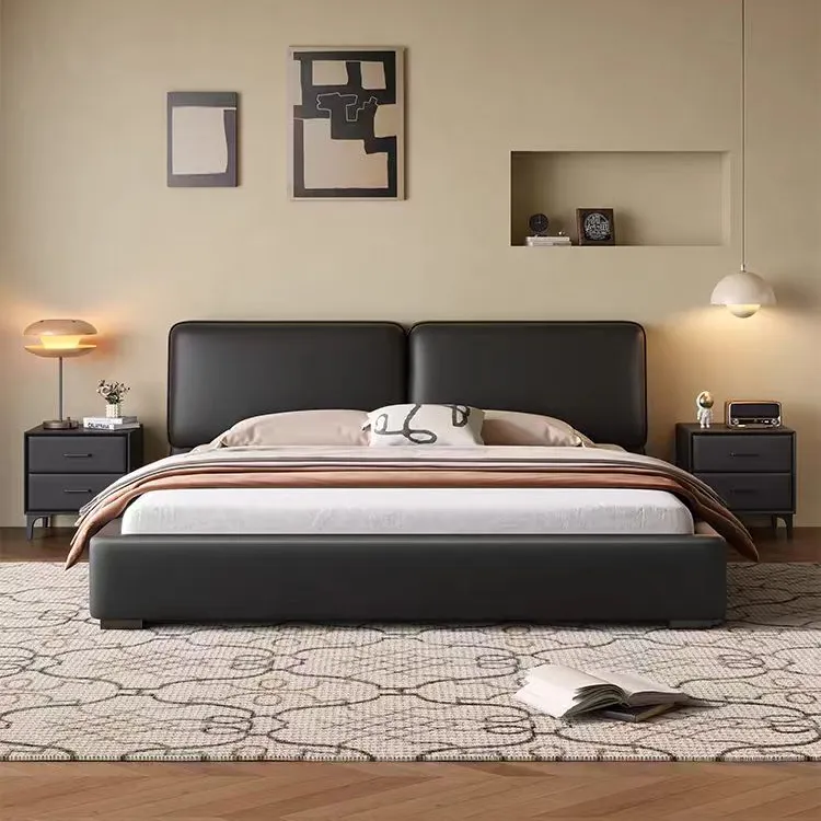 YOQI/悠崎大黑牛床夏图主卧床大床简约意式极简主卧室高箱