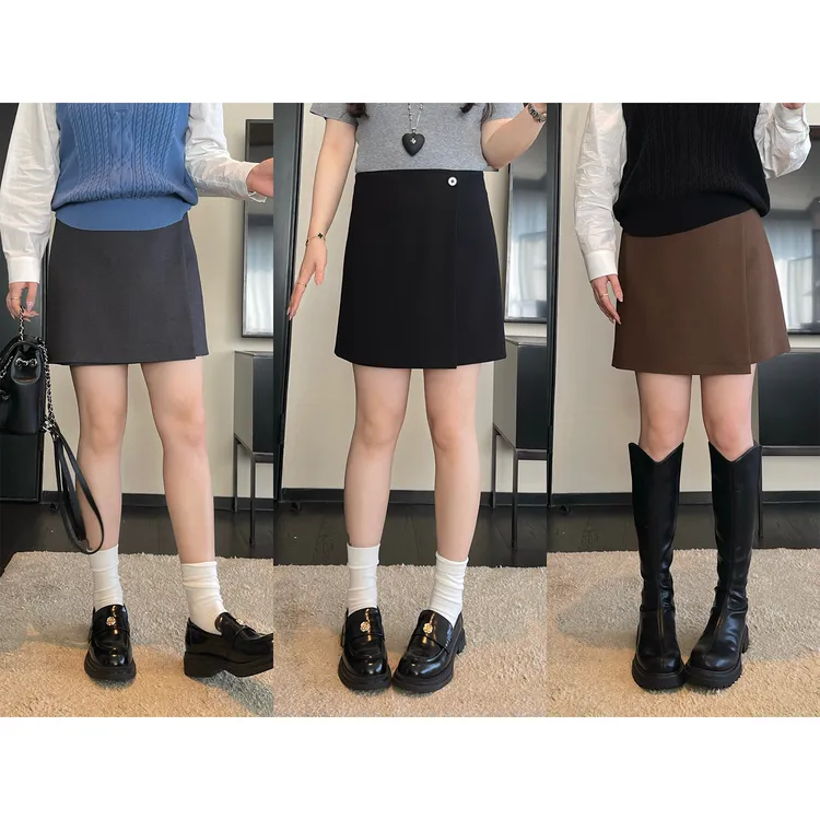 裂渡宣宣【华丽转身】微胖大码女冬百搭显瘦斜搭片A字半裙ZY507A87