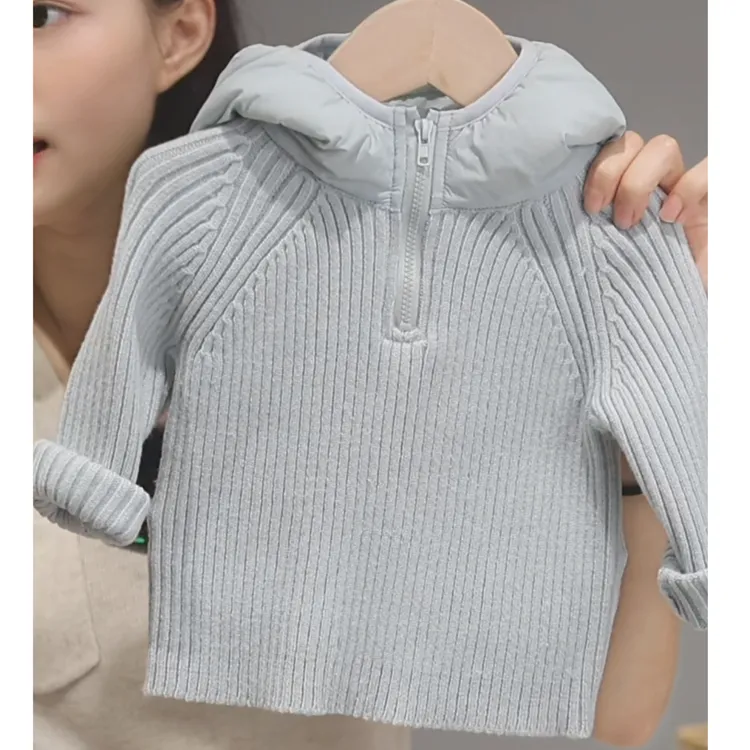 【拉链带帽毛衣 小洛妈咪】男童女宝宝春装春季毛衣外套打底衫I30