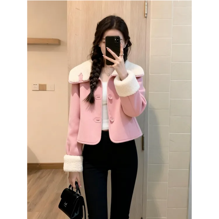 翻领短外套小个子百搭女装冬季时髦洋气高级感超好看减龄气质上衣