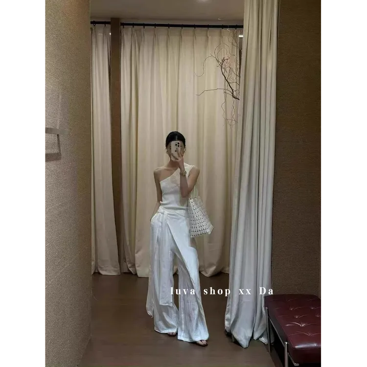 高级感时尚绑带阔腿裤女夏小众宽松显瘦休闲百搭高腰小个子长裤子