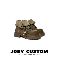 JOEY |  秋季上新两穿工装风厚底马丁靴洋气真皮女靴   0216-1