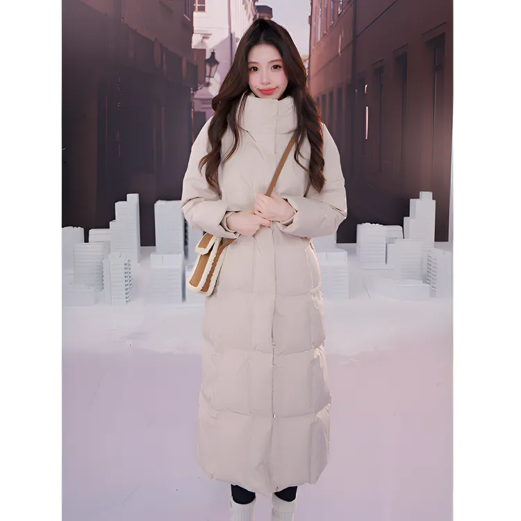 波司登时尚休闲加厚保暖鹅绒长款过膝连帽宽松门店高端羽绒服外套