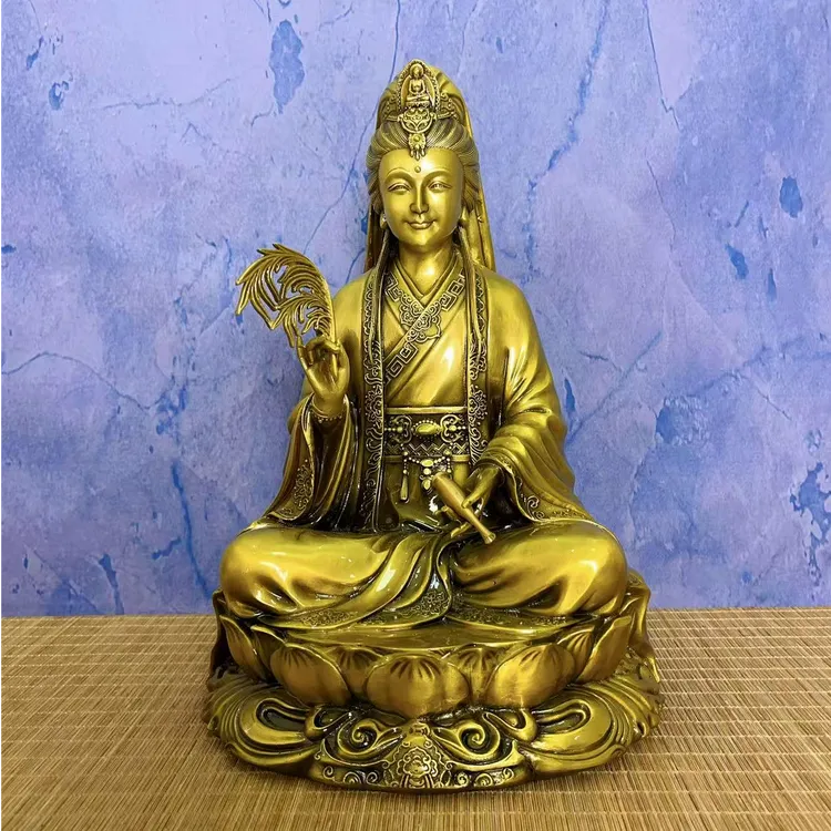 华昂工艺品黄铜材质披纱观音居家摆件装饰工艺品