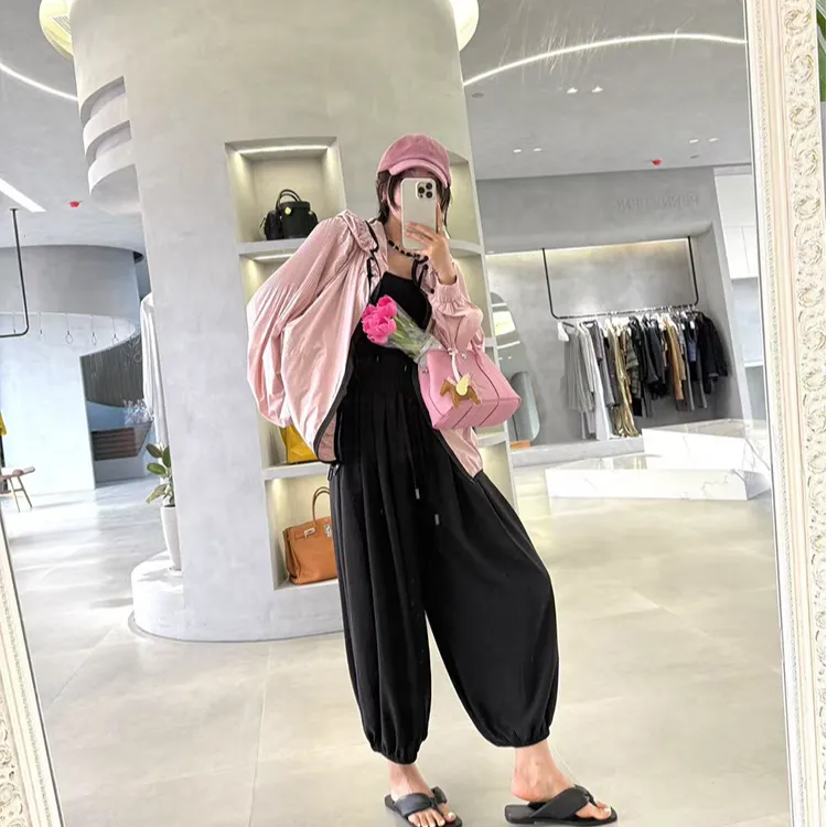 PENNYPENG春日游恋夏风百搭洋气气质休闲粉紫色压褶连帽防晒外套