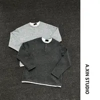 【MX假两件亨利领】冬季男士绵羊毛混纺加绒保暖宽松套头毛衣上衣