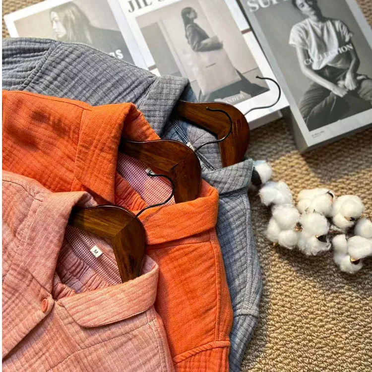 秋冬新款五层纱软糯亲肤舒适情侣款家居服套装