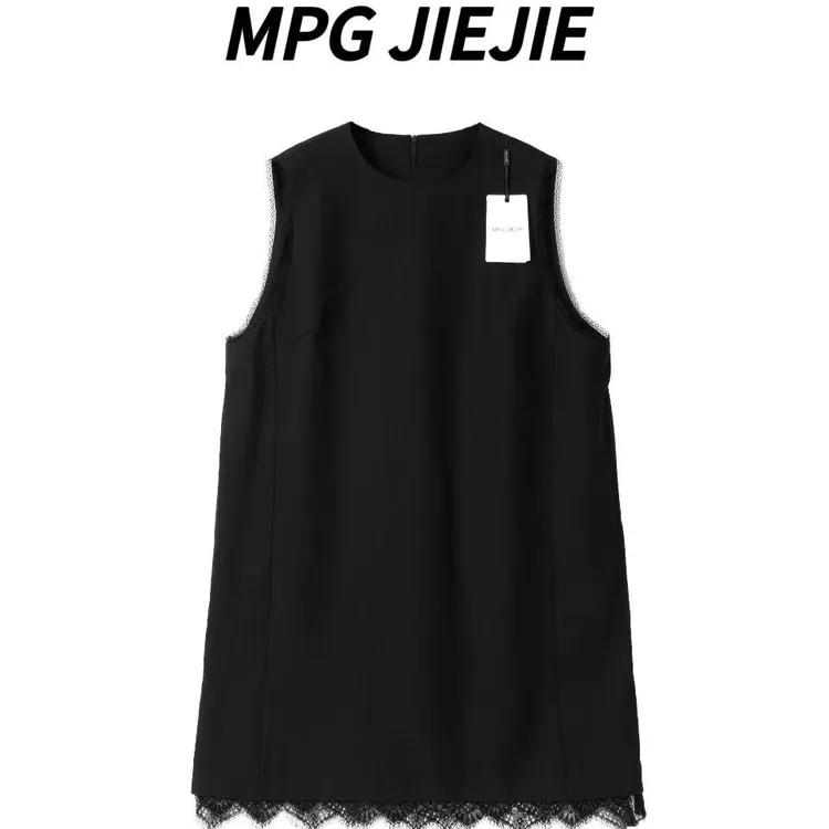 MPG JIEJIE【许我耀眼】显瘦圆领时尚U型领连衣裙秋季无袖款