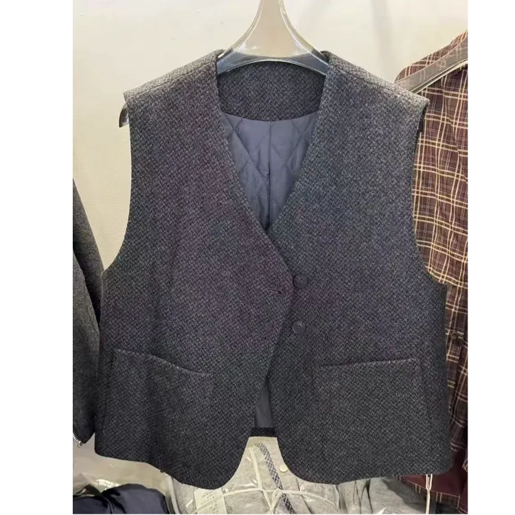 2025秋冬新款高端叠穿老钱风马甲女时尚百搭显瘦加厚无袖马夹