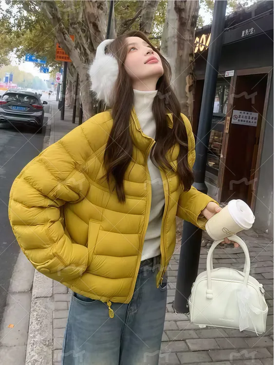 90白鸭绒排骨羽绒服女短款韩版2025冬新款小个子泡芙感超好看外套