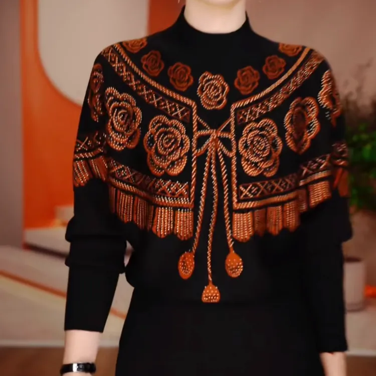 冬季高档爆款新款显瘦时尚针织衫中老年百搭遮肉减龄休闲保暖毛衣