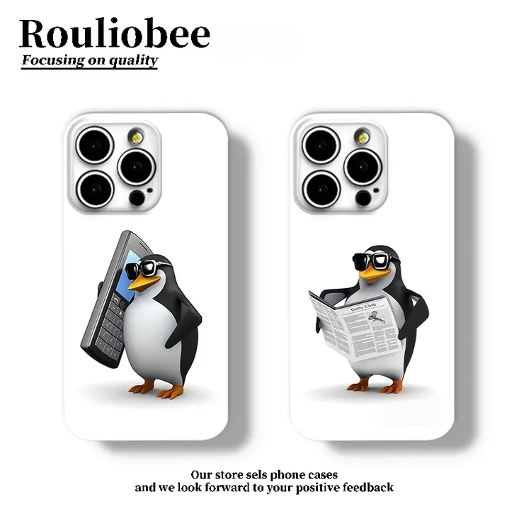 创意墨镜企鹅适用苹果17/16菲林手机壳华为p70vivo小米15oppo硬壳