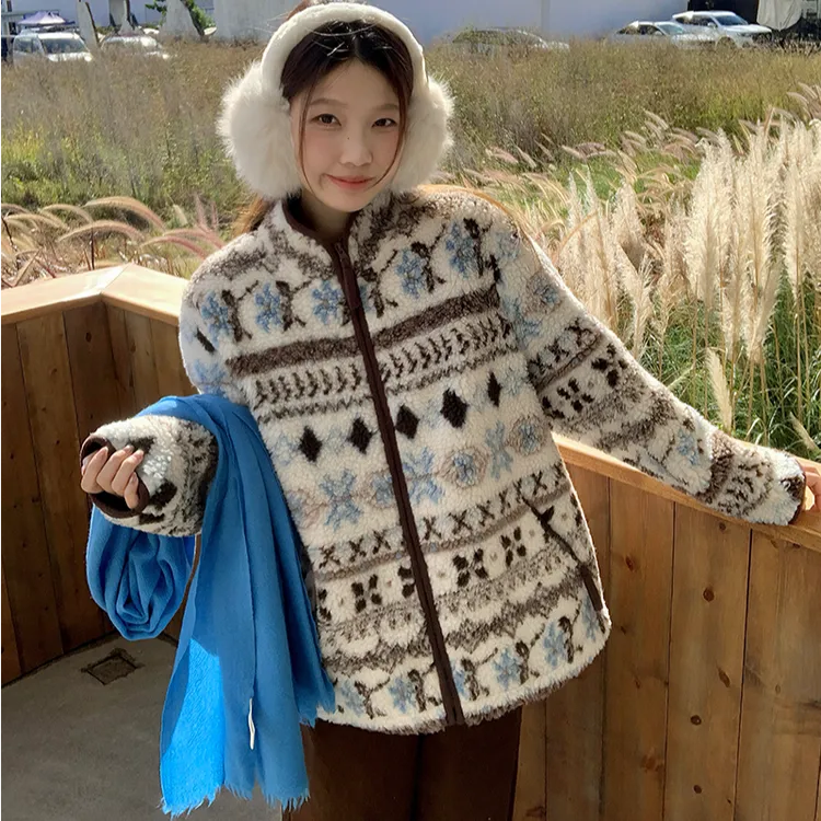 2025冬装新款胖mm大码女甜美百搭加厚保暖慵懒风毛毛外套23401